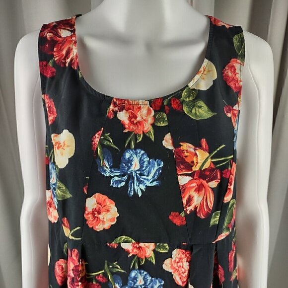 H&M "Mama" Women's Black, Pink, Floral, Side Zip, Sleeveless, Midi Dress Size M - Picture 2 of 15